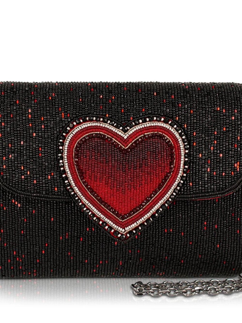Mary Frances True Love Beaded Red Heart On Black Bag Crossbody Handbag Purse NEW